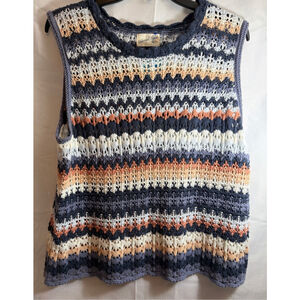 Women’s Crochet Lightweight Sweater Vest Size 1x Granny Cottage Festival Boho